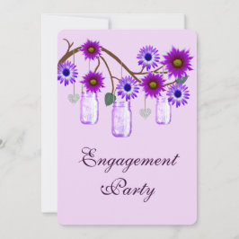 Purple Flowers Mason Jars Engagement Party einlade Einladung