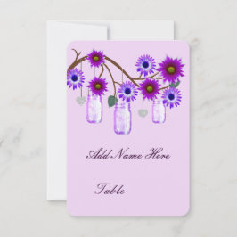 Purple Flowers Mason Jars Table Platzkarte