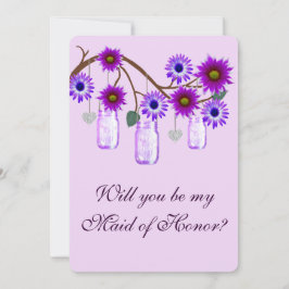 Purple Flowers Mason Jars Trauzeugin Card Einladung