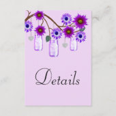Purple Flowers Mason Jars Wedding Details Begleitkarte (Vorderseite)
