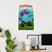 Purple Flowers Matchbox Art Print, Hungarian Poster (Heimbüro)