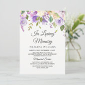 Purple Flowers Memorial Announction Service Einladung (Stehend Vorderseite)