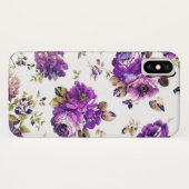 Purple Flowers Muster mit Monogramm Case-Mate iPhone Hülle (Rückseite (Horizontal))
