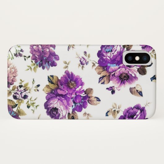 Purple Flowers Muster mit Monogramm Case-Mate iPhone Hülle (Rückseite (Horizontal))