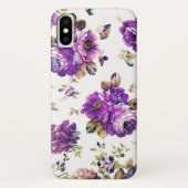 Purple Flowers Muster mit Monogramm Case-Mate iPhone Hülle (Rückseite)