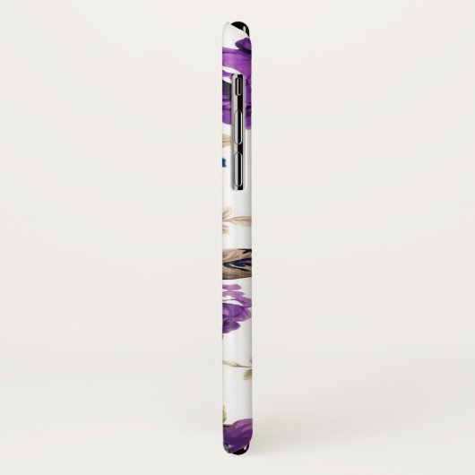 Purple Flowers Muster mit Monogramm Case-Mate iPhone Hülle (Hinten/Links)