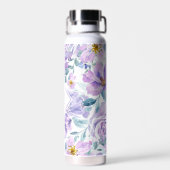 Purple Flowers Muster Trinkflasche (Rückseite)