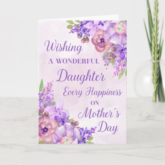 Purple Flowers Muttertagstochter Karte (Vorderseite)