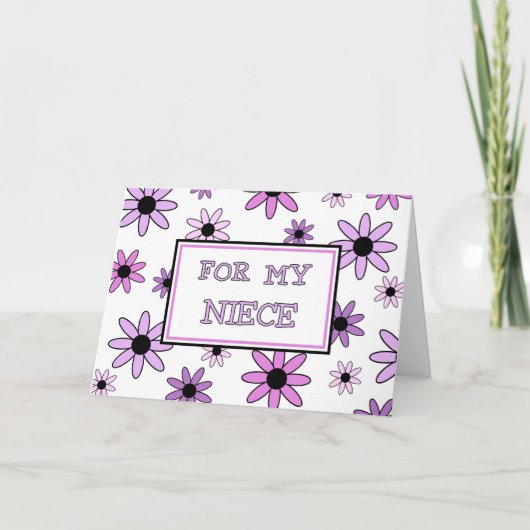 Purple Flowers Niece Vielen Dank Blume Girl Card Dankeskarte (Vorderseite)