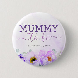 Purple Flowers Niedliche Mama to Be Baby Dusche Button