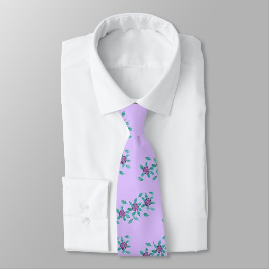 Purple Flowers on Lavender Pattern, Ties Krawatte (Gebunden)