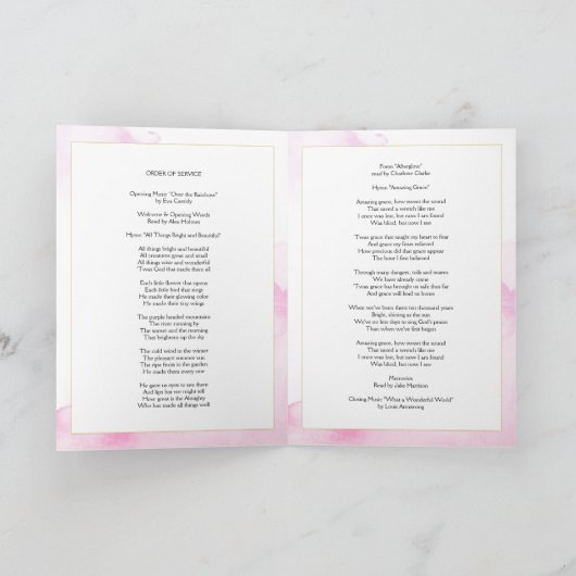 Purple Flowers Order of Service Folded Program Programm (Innenseite)