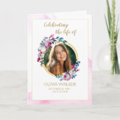 Purple Flowers Order of Service Folded Program Programm (Vorderseite)