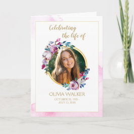 Purple Flowers Order of Service Folded Program Programm