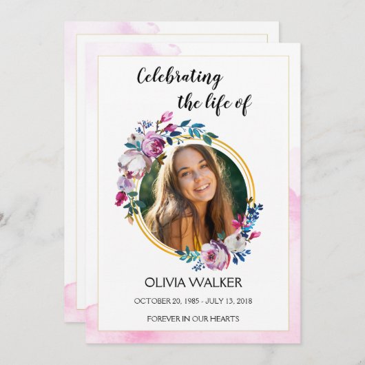 Purple Flowers Order of Service Program Programm (Vorne/Hinten)