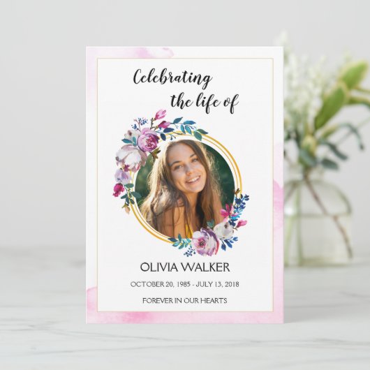 Purple Flowers Order of Service Program Programm (Stehend Vorderseite)