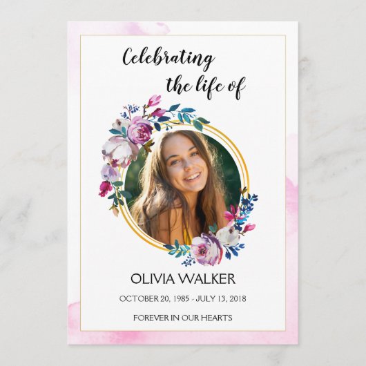 Purple Flowers Order of Service Program Programm (Vorderseite)