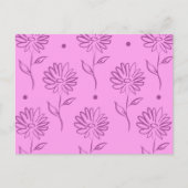 Purple Flowers Outline Pattern Postkarte (Vorderseite)