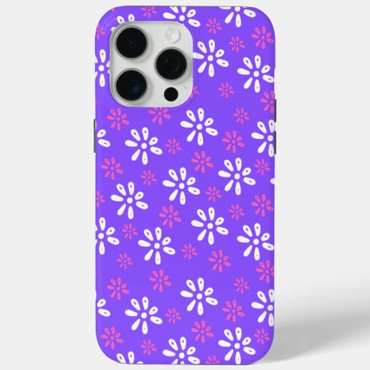 Purple Flowers Pattern iPhone 15 Pro Max Case (Rückseite)