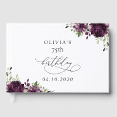 Purple Flowers, Plum Flowers, Boho, Birthday Gästebuch (Vorderseite)