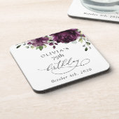 Purple Flowers, Plum Flowers, Boho, Birthday Getränkeuntersetzer (Linke Seite)