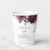 Purple Flowers, Plum Flowers, Boho, Birthday Pappbecher (Vorderseite)