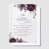 Purple Flowers, Plum Flowers, Boho, Birthday Pergament Einladungen (Versetzt)