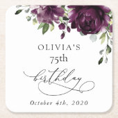 Purple Flowers, Plum Flowers, Boho, Birthday Rechteckiger Pappuntersetzer (Vorderseite)