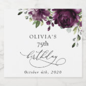 Purple Flowers, Plum Flowers, Boho, Birthday Schaumweinetikett (Einzelnes Label)