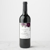 Purple Flowers, Plum Flowers, Boho, Birthday Weinetikett (Vorderseite)