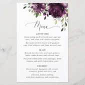 Purple Flowers, Plum Flowers, Bridal Shower Menu (Vorderseite)