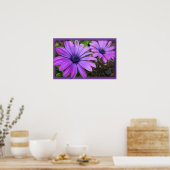 Purple Flowers Print Blue Daisis Art Poster (Küche)