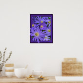 Purple Flowers Print Blue Daisis Art Poster (Küche)