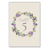 Purple Flowers Romantic Calligraphy Wedding Tischnummer (Vorderseite)