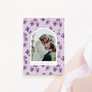 Purple Flowers Romantic Script Arch Foto Save The Date