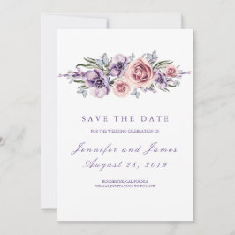 Purple Flowers Romantische Save the Date