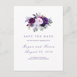 Purple Flowers Romantische Save the Date Ankündigungspostkarte