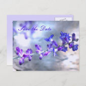 Purple Flowers Save the Date Ankündigungspostkarte (Vorne/Hinten)