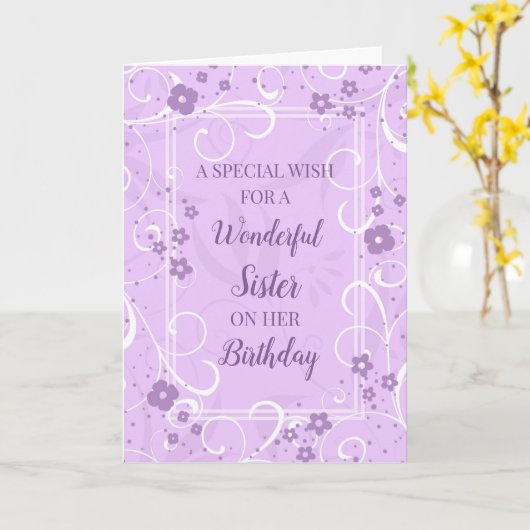 Purple Flowers Schwester Birthday Karte (Gelbe Blume)