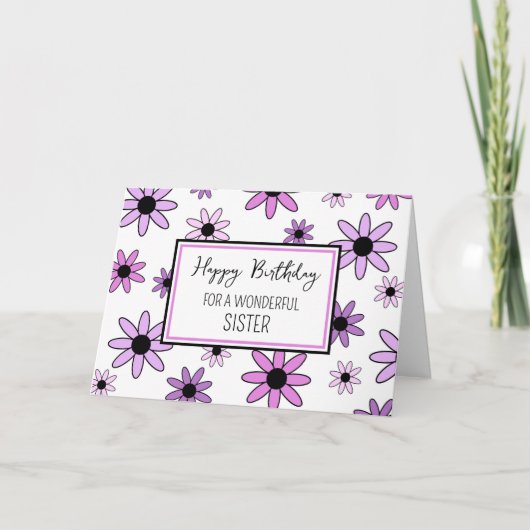 Purple Flowers Schwester Birthday Karte (Vorderseite)