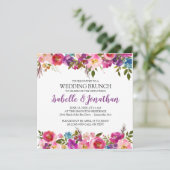Purple Flowers SommerWedding Brunch Einladung (Stehend Vorderseite)