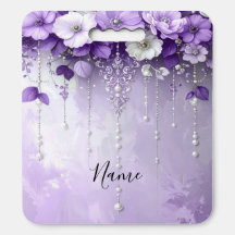 Purple Flowers Stadium Seat Cushion