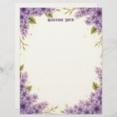 Purple Flowers Stationery Paper Briefbogen (Vorne/Hinten)