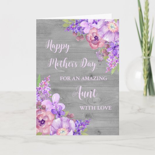 Purple Flowers Tante Happy Mother Day Card Karte (Vorderseite)