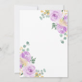 Purple Flowers Taufe & Erster Geburtstag Einladung (Rückseite)