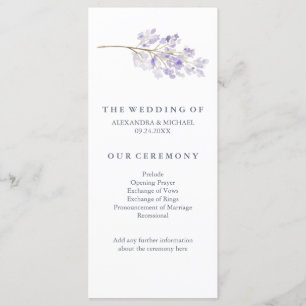 Purple Flowers und Branch Wedding Program Programm