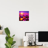 Purple Flowers und Dew Drops Foto Poster (Heimbüro)