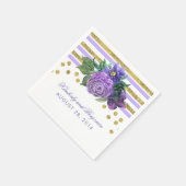 Purple Flowers und Gold Glitzer Wedding Serviette (Ecke)