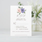 Purple Flowers und Lace Song Request RSVP Card Karte (Stehend Vorderseite)