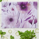 Purple Flowers Wasserfarbenblüten Elegant Geschirrtuch (Gefaltet)